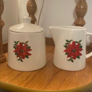 Festive Floral Creamer and Sugar Set